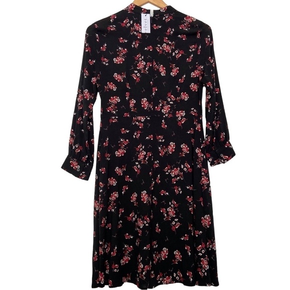 Velvet by Graham & Spencer Juliet printed dress black red long sleeves floral XS - Picture 2 of 16
